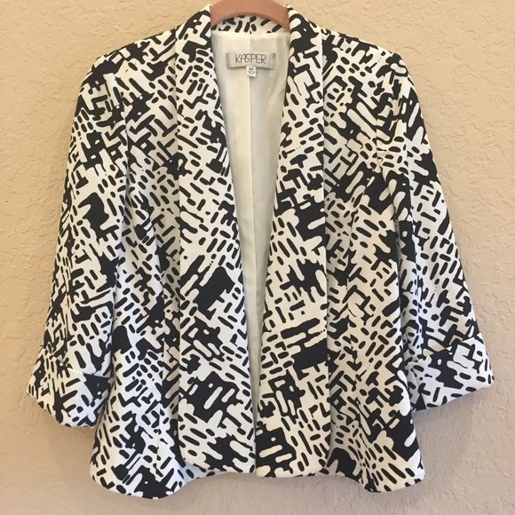 Kasper Black & White Jacket Size 4P - Picture 1 of 4